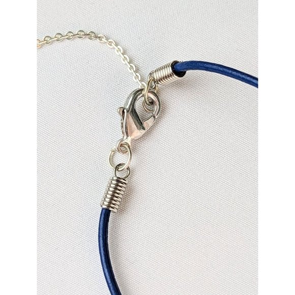 Alopecia Awareness Necklace Autoimmune Blue Ribbon Necklace Silver Charm Blue - Picture 7 of 9